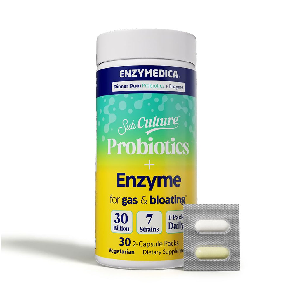 Enzymedica Dinner Duo for Gas & Bloating – Probiotics + Digestive Enzyme Packets for Occasional Gas, 30B CFU of 7 Live Strains, Vegetarian – 30 Daily Packs Enzymedica Au supplements