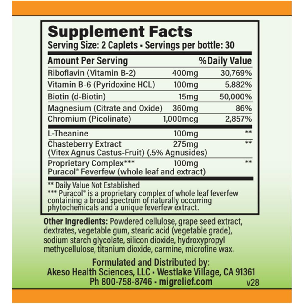 MigreLief+M – Advanced Nutritional Support Supplement for Women’s Neurological Health and Head Comfort – 60 Caplets (1-Month Supply) MigreLief Au supplements