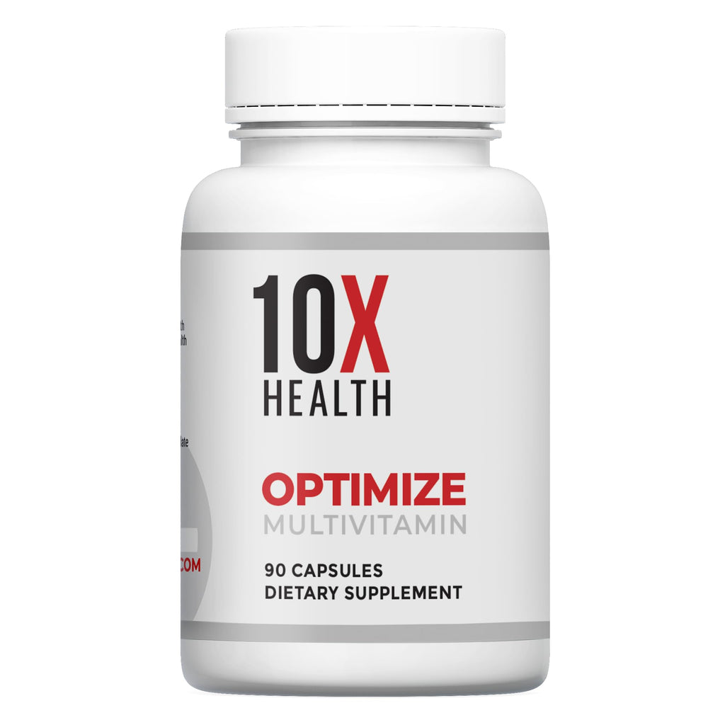 10X Health Optimize Methylated Multivitamin for Men - 90 Capsules, 34 in 1 Formula with 800 mcg of Vitamin B12, 5-MTHF, NAC