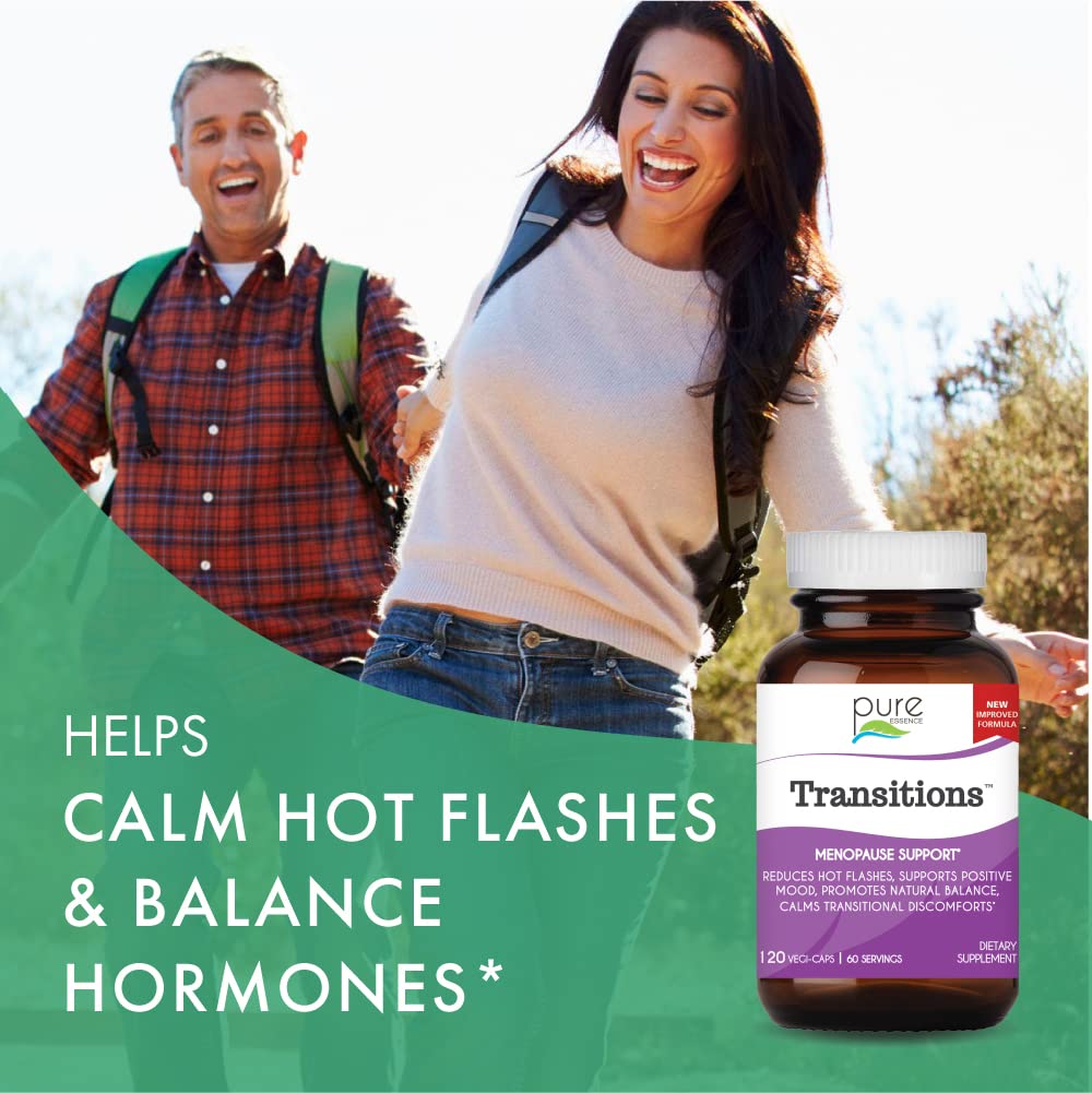 Pure Essence Labs Transitions Vitamins for Women, Natural Menopause Relief Supplement to Promote Hormone Balance, Reduce Hot Flashes, Mood Swings & Night Sweats, 60 Capsules PURE ESSENCE LABS Au supplements