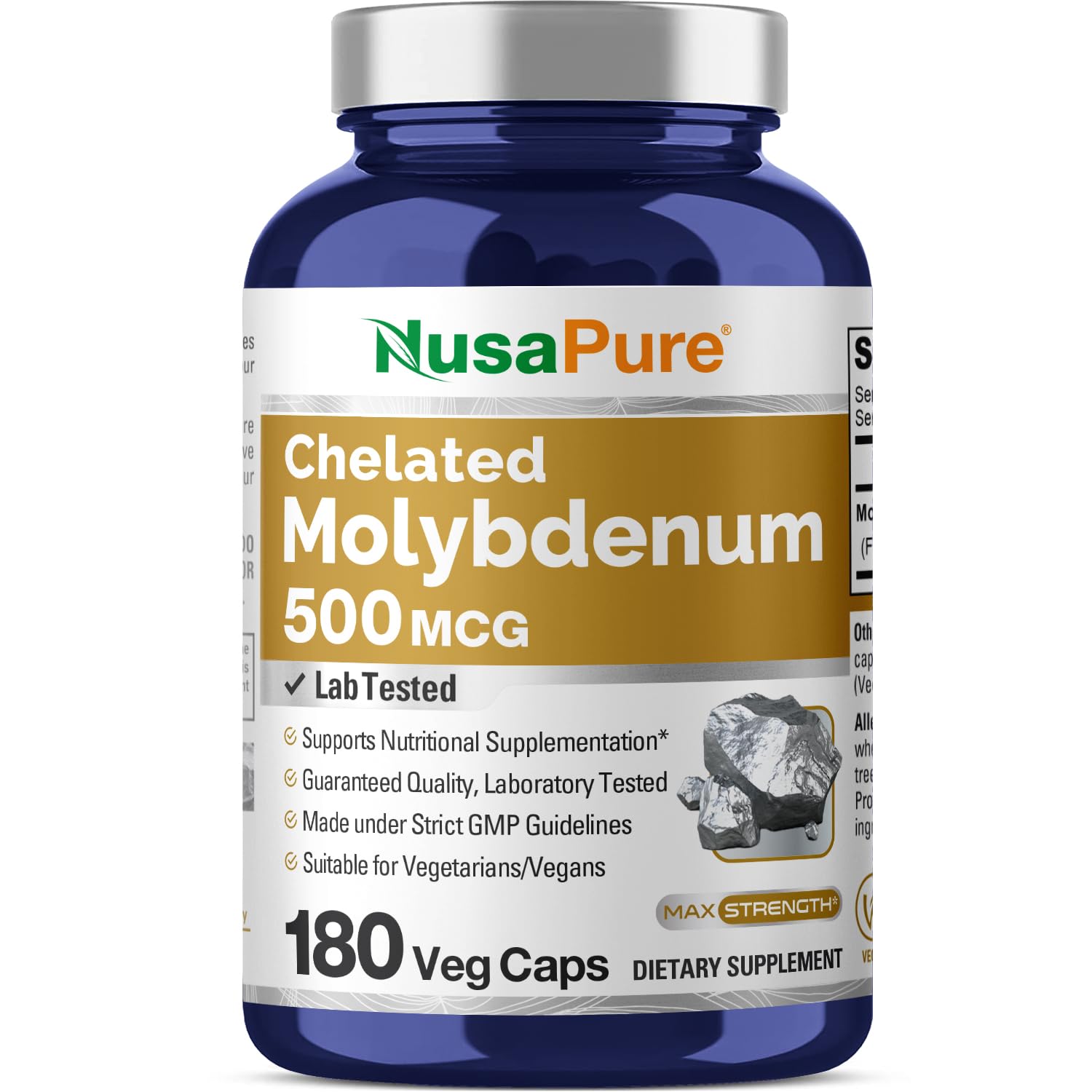 NusaPure Chelated Molybdenum 500 mcg 180 Vegetarian Caps (Vegan, Non-GMO) NusaPure Au supplements