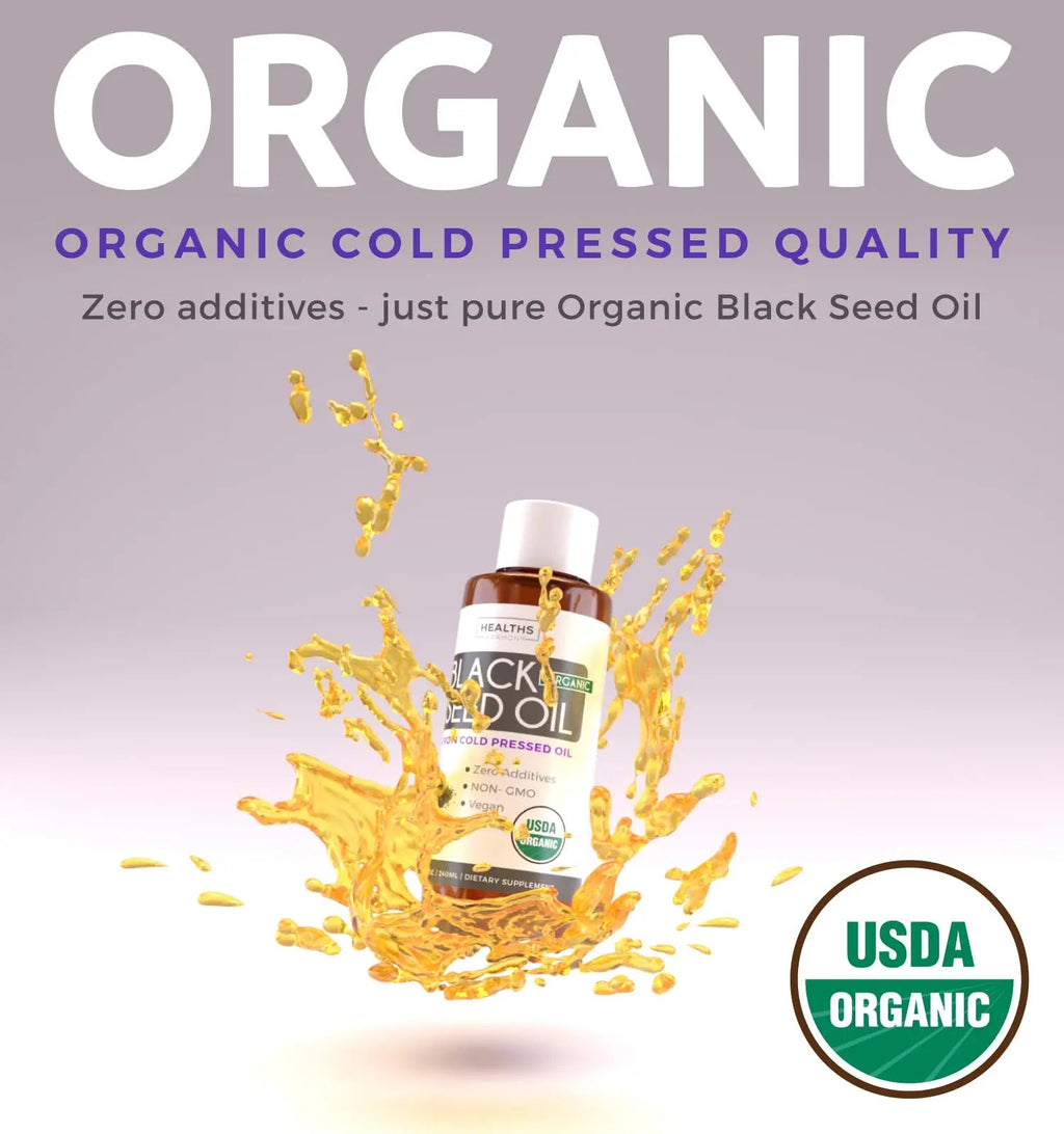 USDA Organic Black Cumin Seed Oil Liquid (8 fl oz) Premium Cold-Pressed Nigella Sativa Healths Harmony Au supplements