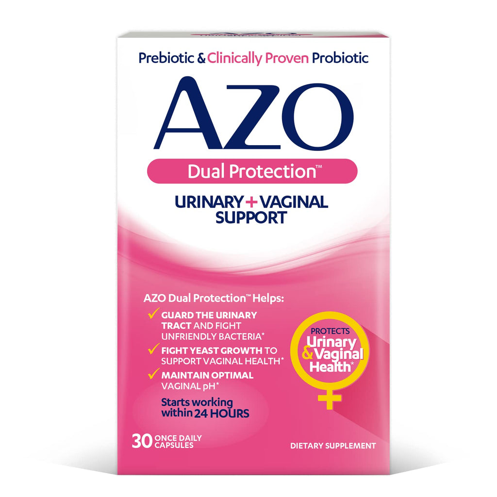 AZO Dual Protection Urinary & Vaginal Probiotic + UTI & Vaginal pH Test Kit (30 Count) AZO Au supplements