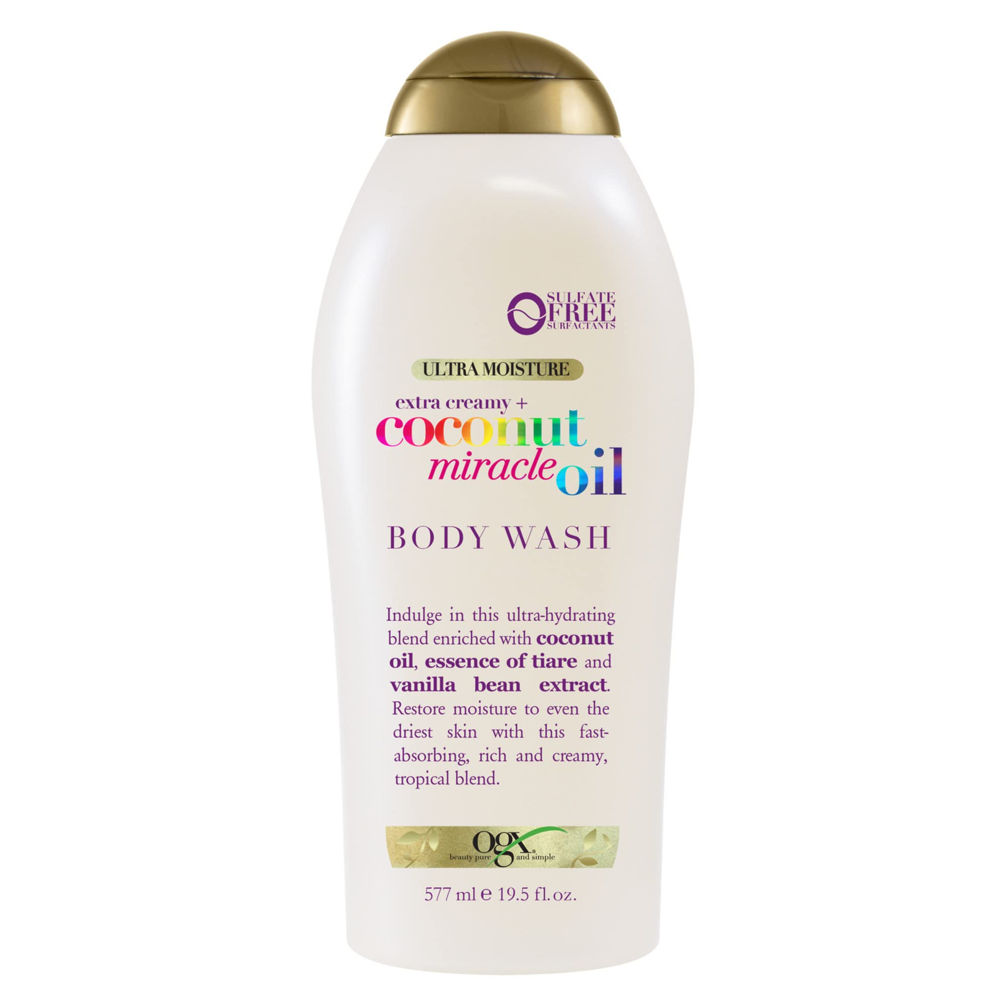 OGX Extra Creamy + Coconut Miracle Oil Ultra Moisture Body Wash, Rich Shower Gel for Dry Skin Infused with Coconut Oil