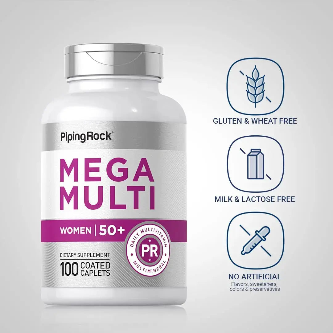 Piping Rock Multivitamin for Women 50 Plus | 100 Coated Caplets | Daily Multi Vitamin & Mineral for Women | Piping Rock Au supplements