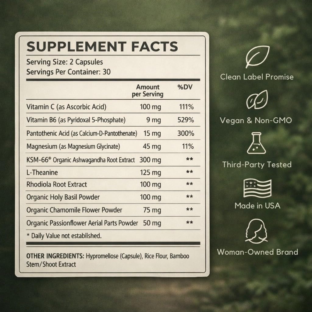 EVEKIND Cortisol Manager + Women’s Stress Relief & Hormone Balance Supplement – Adrenal Support for Mood, Focus & Energy – KSM-66® Ashwagandha, Rhodiola, L-Theanine – Vegan, Non-GMO, 60 Capsules EVEKIND Au supplements