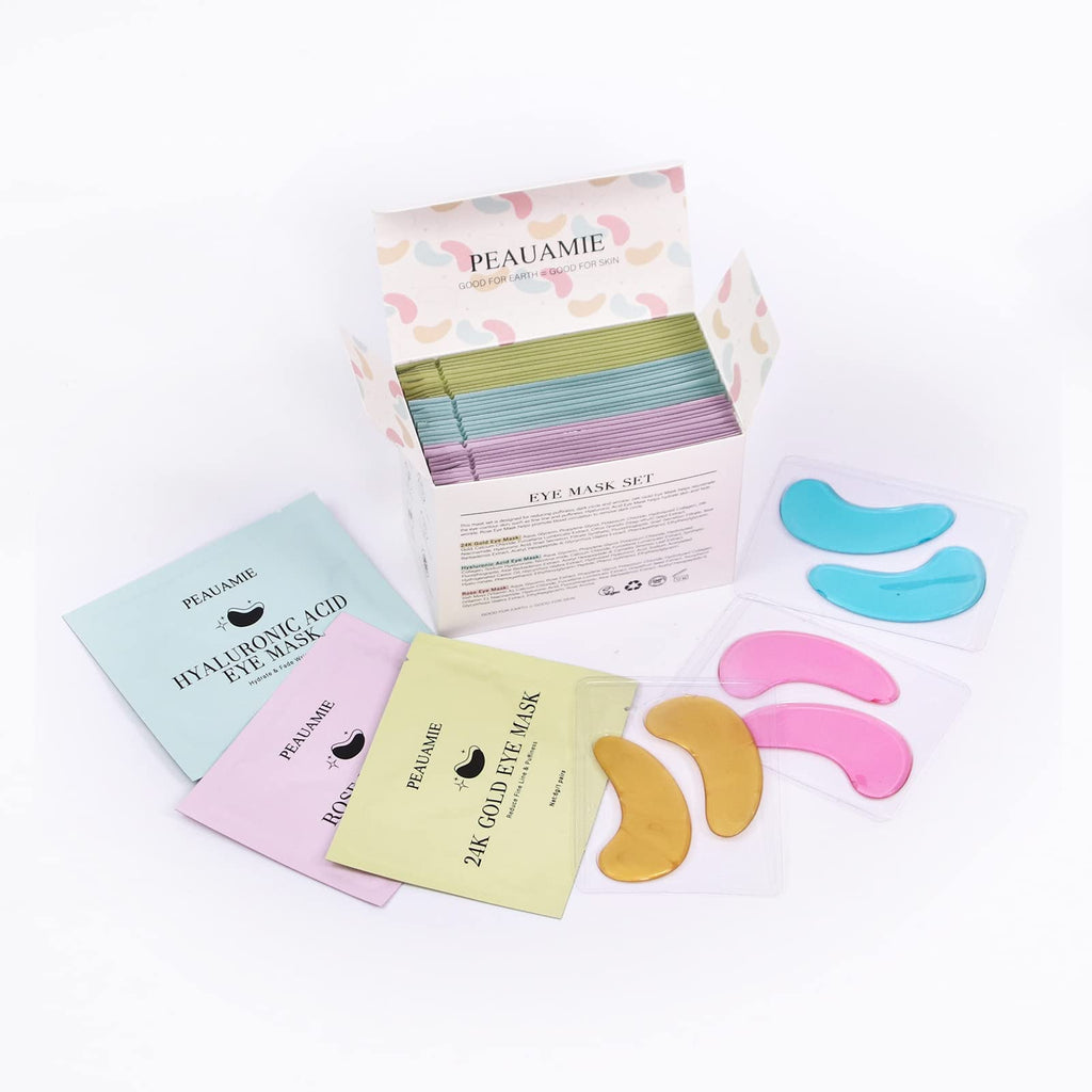 PEAUAMIE Under Eye Patches Gold and Hyaluronic Acid for puffy eyes,Rose Eye Masks