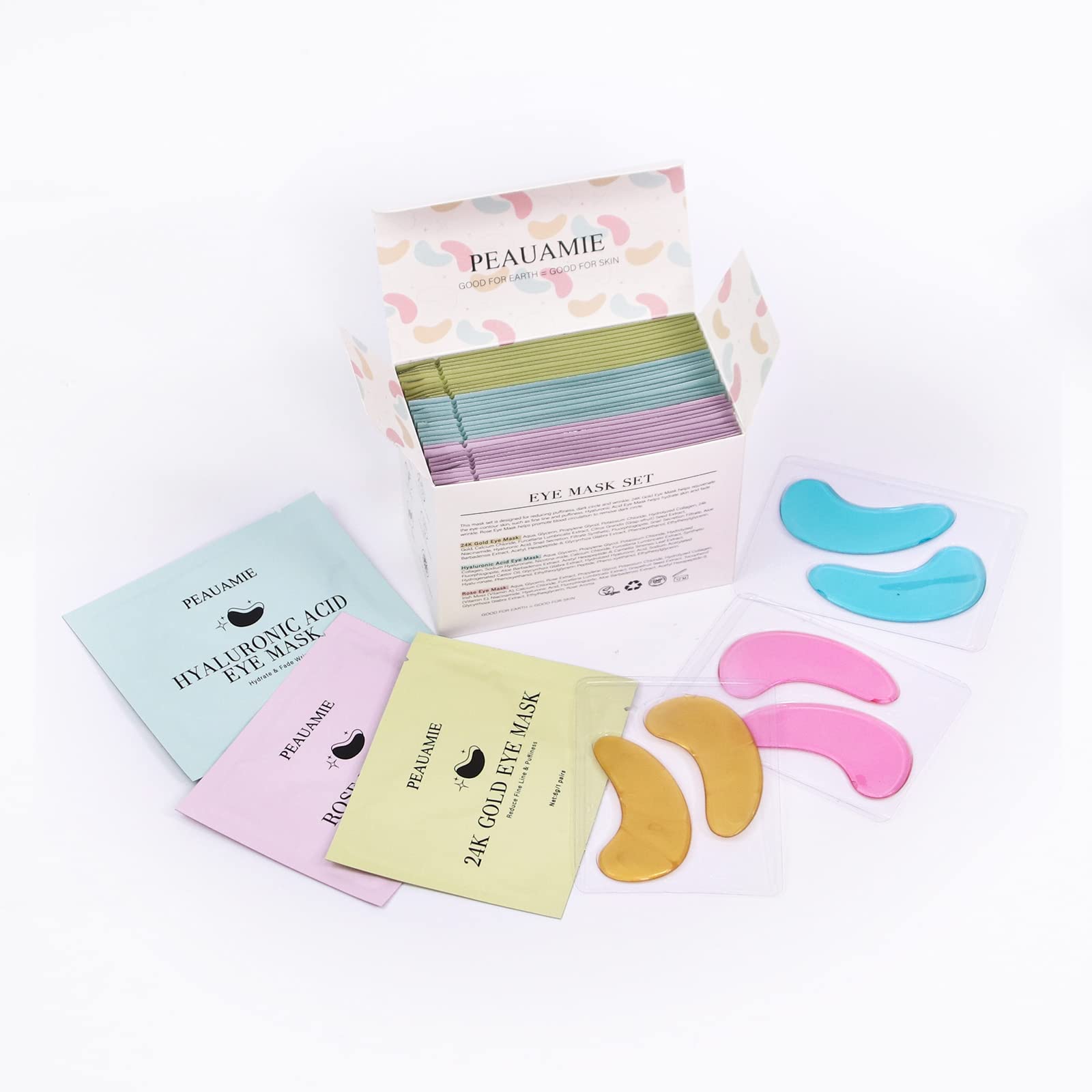 PEAUAMIE Under Eye Patches Gold and Hyaluronic Acid for puffy eyes,Rose Eye Masks