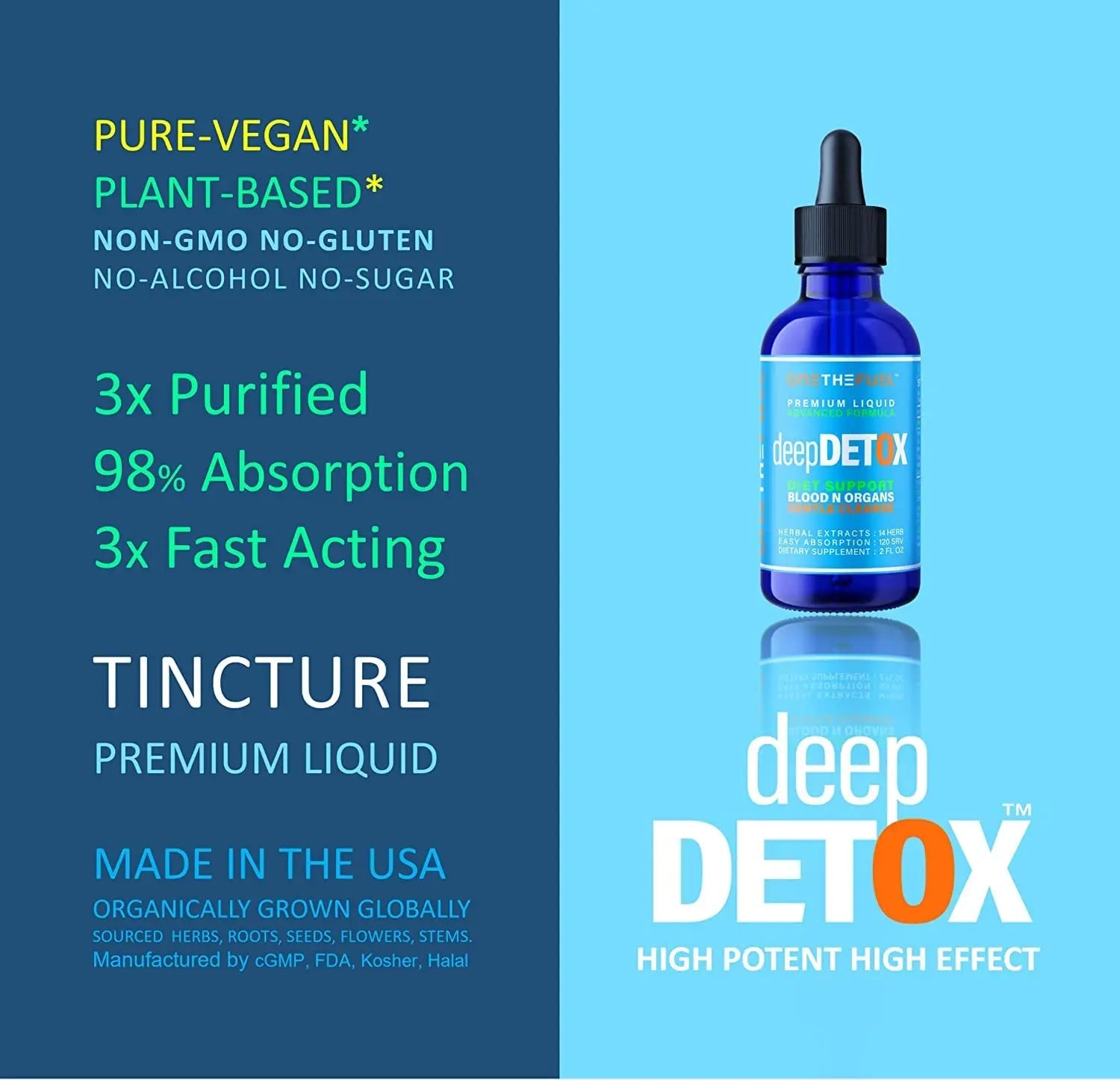 DeepDetox 2oz. Plant-Based Colon Intestinal Gut Liver Cleanse Detox Support. Purify Blood ONETHEFUEL Au supplements