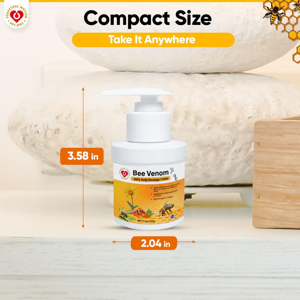 PPT.MHC Bee Venom Massage Cream with Pump - Soothing Muscle Rub with Turmeric, Arnica & MSM - Premium Bee Venom Lotion for Back, Legs & Feet - Everyday Non-Greasy 3.5oz Cream PPT.MHC Au supplements