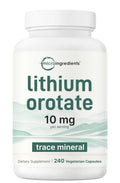 Lithium Orotate 10mg, 240 Veggie Capsules | 5mg Per Capsules | High Bioavailability Trace Mineral | Healthy Aging, Brain Supplement