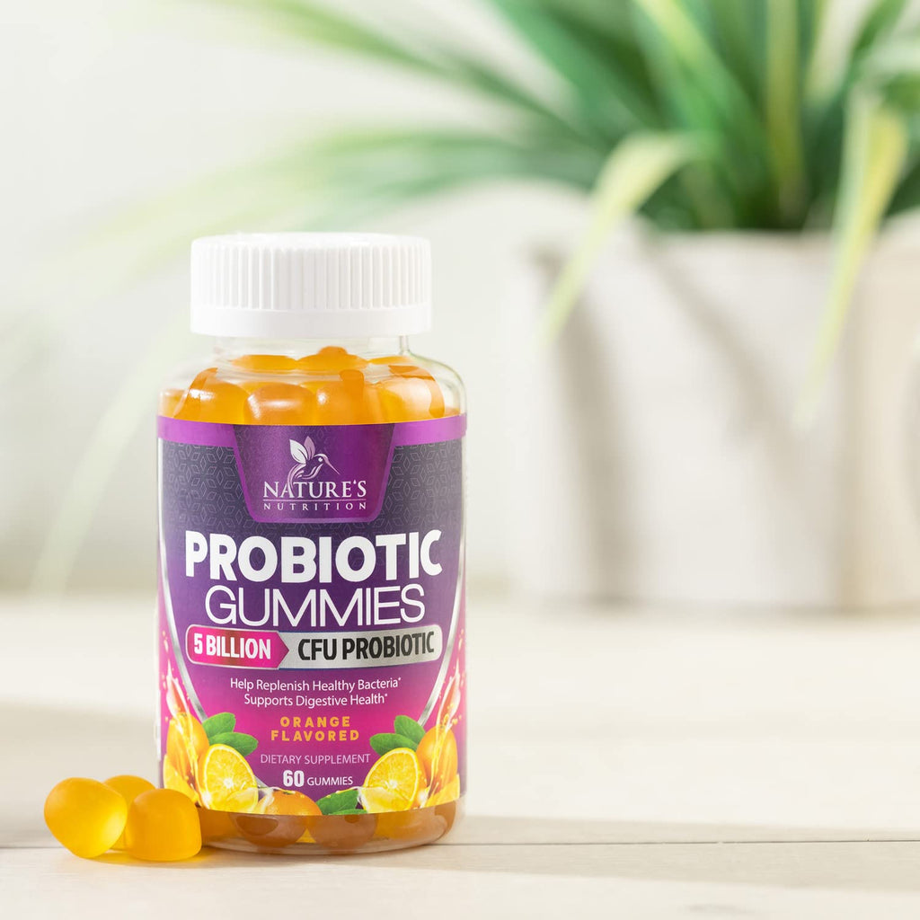 Probiotics for Digestive Health Gummies 5 Billion CFU - 6 Unique Strains for Daily Immune Support & Gut Health, Constipation, Gas & Bloating - Best Probiotic Supplement for Women & Men - 60 Gummies Nature's Nutrition Au supplements