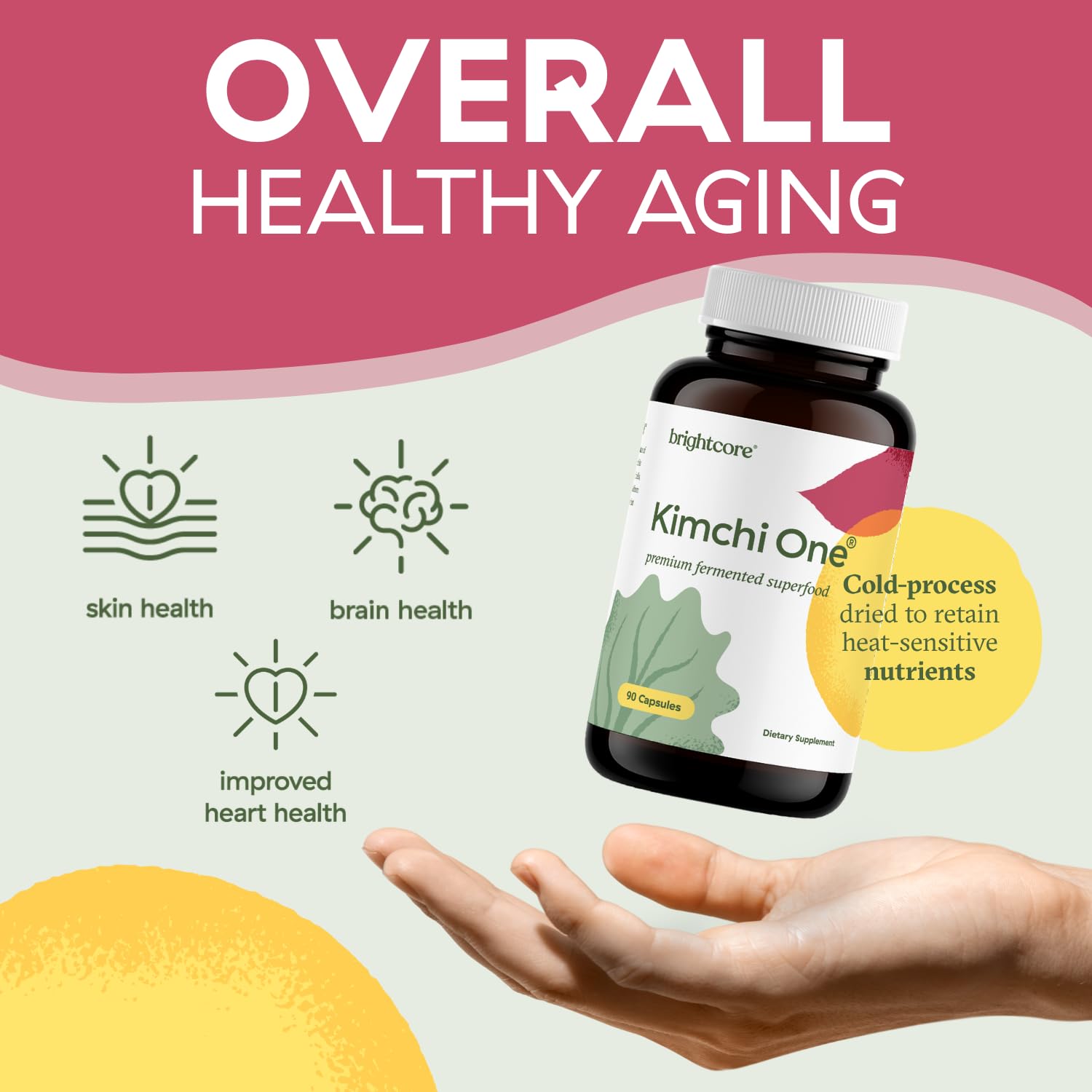Brightcore Nutrition - Kimchi One, Kimchi Powder Capsules, Probiotics, Enzymes, & Antioxidant Supplement, Premium Gut Health Superfood
