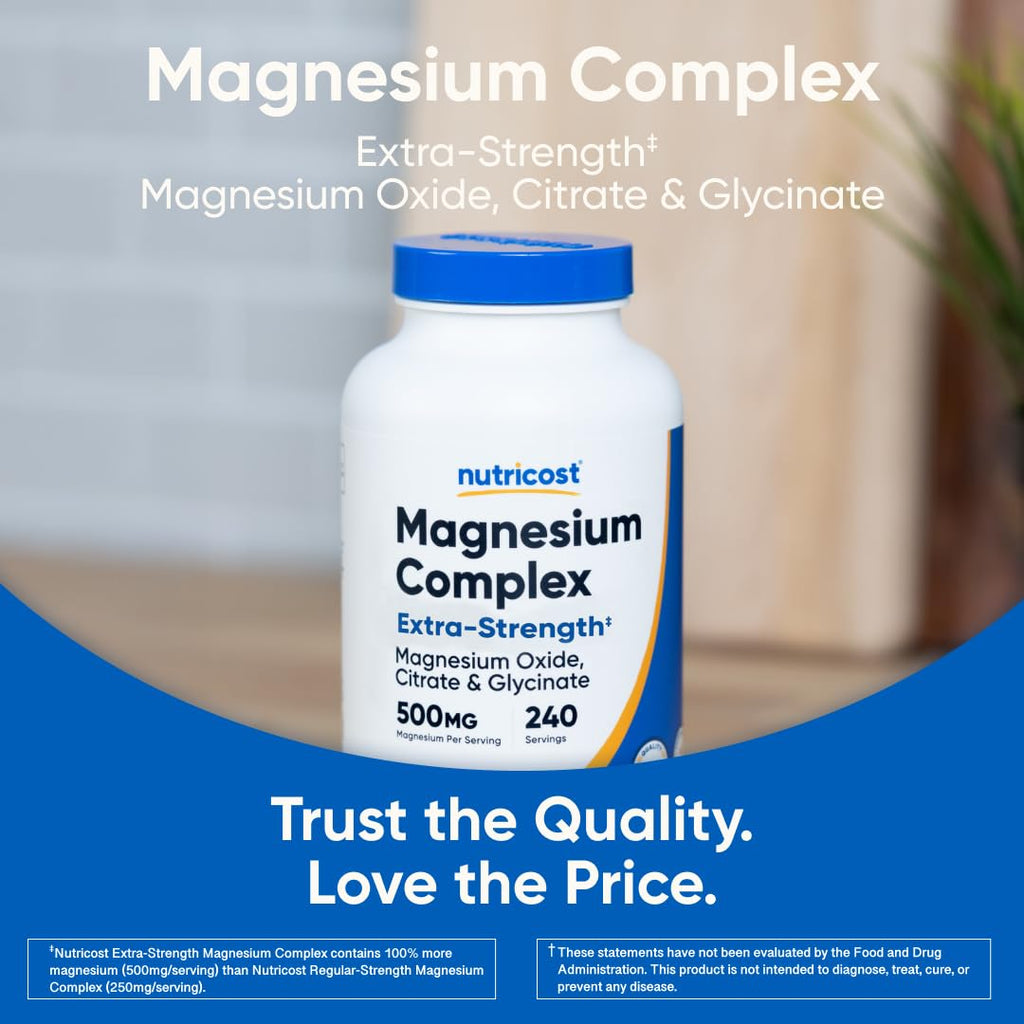 Nutricost Magnesium Complex 500mg, 240 Capsules - Magnesium Oxide, Citrate, and Glycinate - Gluten Free and Non-GMO Nutricost Au supplements