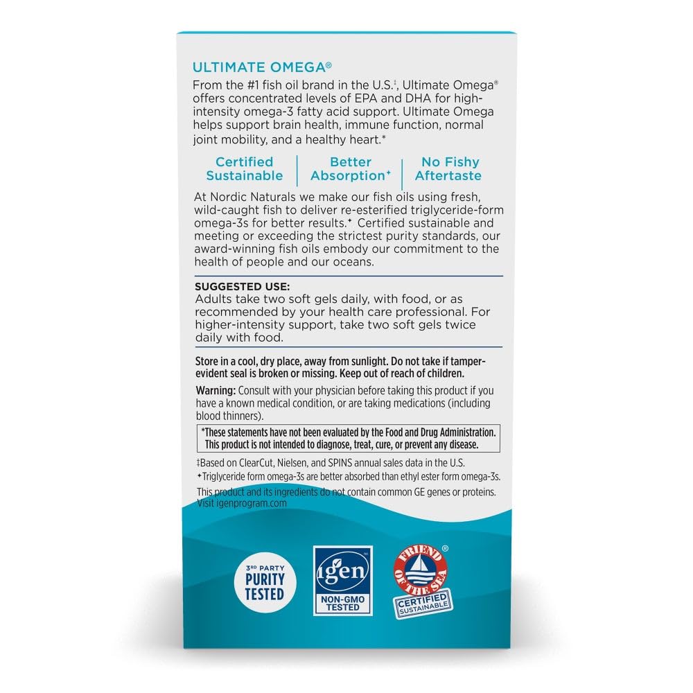 Nordic Naturals Ultimate Omega, Lemon Flavor - 210 Soft Gels - 1280 mg Omega-3 - High-Potency Fish Oil with EPA & DHA - Promotes Brain & Heart Health - Non-GMO - 105 Servings Nordic Naturals Au supplements
