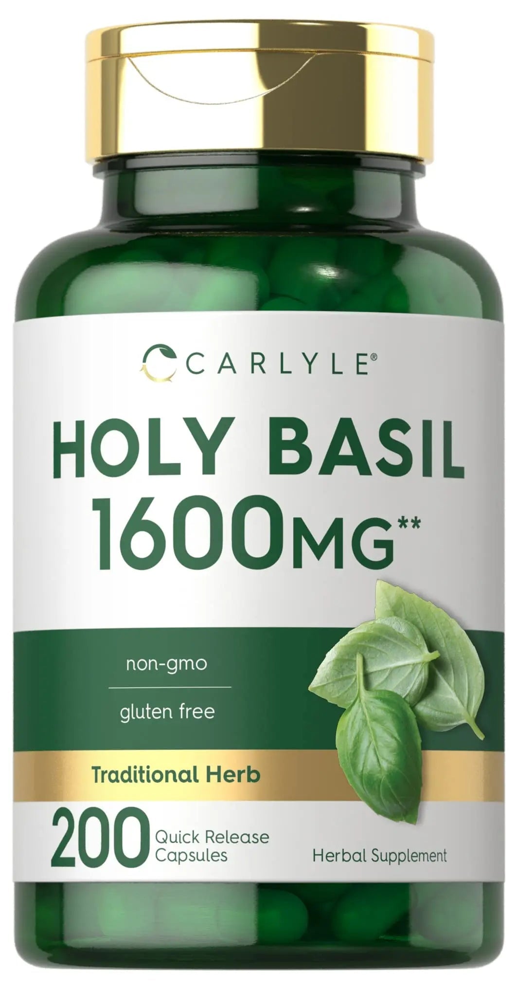 Carlyle Holy Basil Capsules 1600 mg | 200 Count | Tulsi Holy Basil Leaf Extract | Herbal Carlyle Au supplements