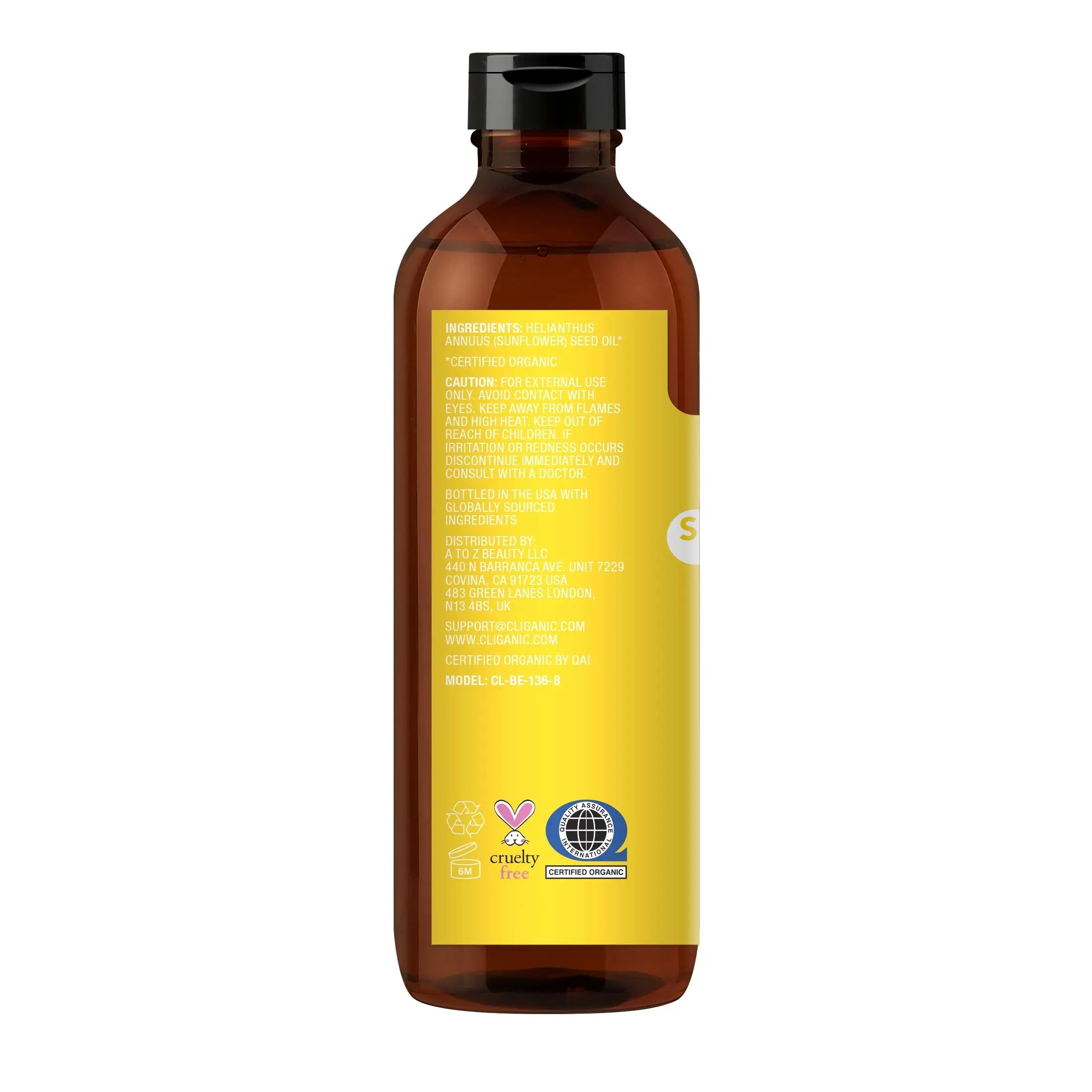Cliganic Organic Sunflower Oil, 100% Pure (8oz) - For Skin, Hair & Face | Natural Cold Pressed Unrefined Cliganic Au supplements