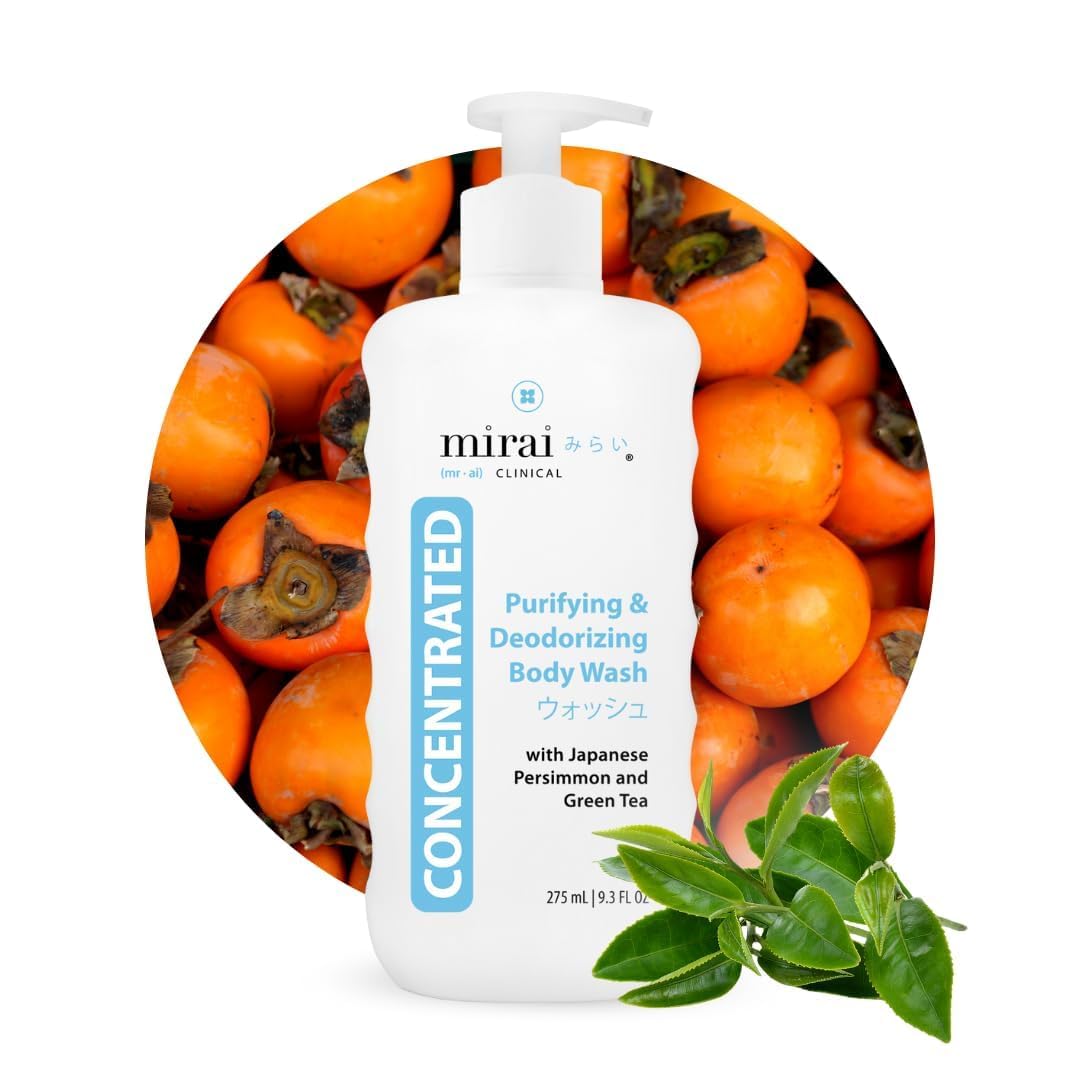 Mirai Clinical Body Wash for Strong Body Odor - Renewing Body Purifying & Deodorizing with Natural Persimmon & Green Tea Extracts