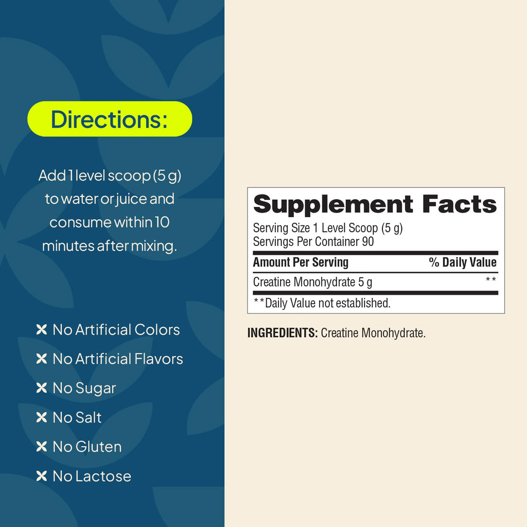 Nature's Wonder Micronized Creatine Monohydrate Powder 5g, Muscle Health, Muscle Energy Production, No Lactose, 5g of Micronized creatine Powder per Serving, 450G, 90 Servings