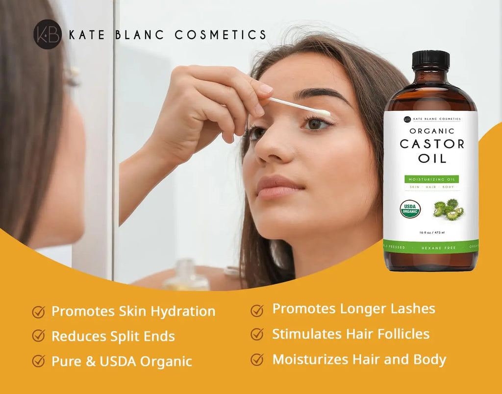 Kate Blanc Cosmetics Castor Oil Organic for Hair Growth & Body (16oz). 100% Pure Cold-Pressed Kate Blanc Cosmetics Au supplements