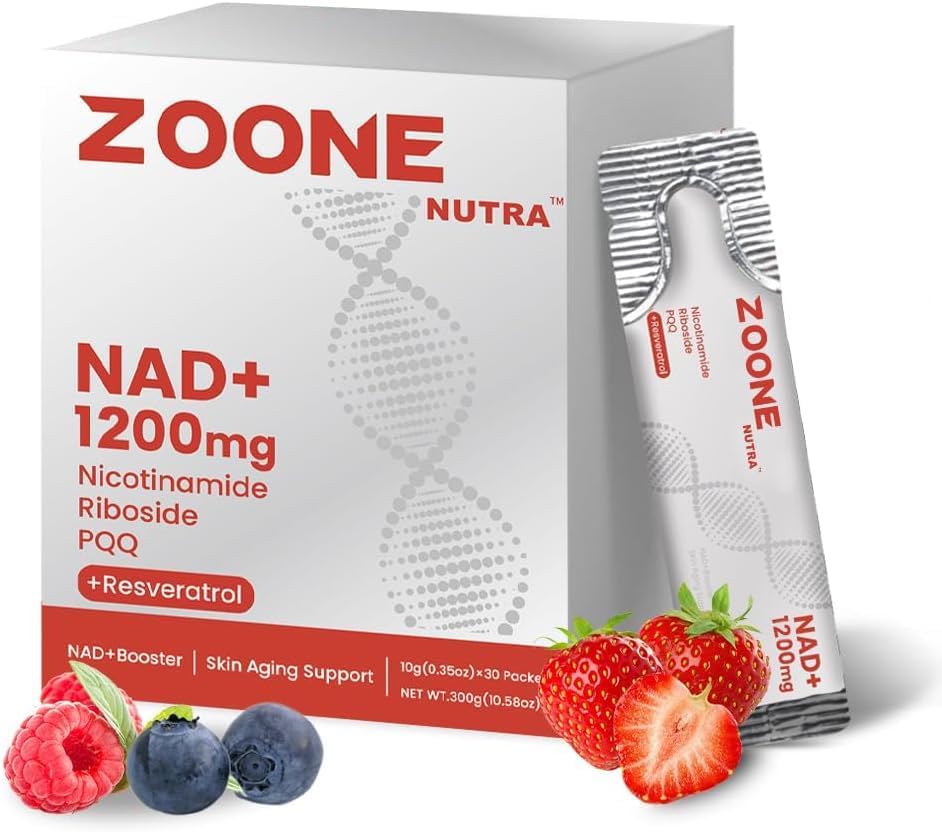 Zoone Nutra NAD Supplement 1200mg with Nicotinamide Riboside, PQQ & Resveratrol – Advanced Cellular Energy & Longevity Support – Anti-Aging Formula for Mental Clarity – 30 Packets Zoone Nutra Au supplements