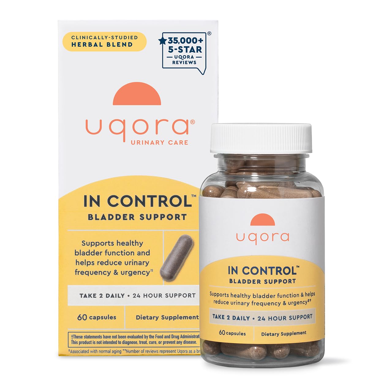 Uqora in Control Bladder Support - Daily Bladder Care & Support for Urinary Comfort - Made with botanicals, Like Horsetail & Spicebush - Gluten-Free & Vegetarian - 60 Capsules Uqora Au supplements