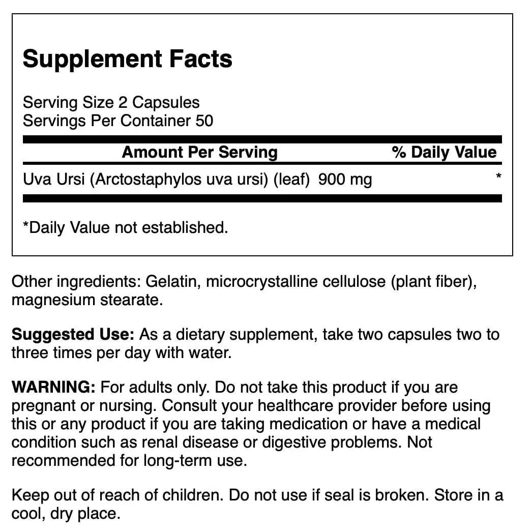 Swanson Full-Spectrum Uva Ursi Leaf - Herbal Supplement Supporting Kidney & Urinary Tract Health - May Support Cardiovascular System Function & Bladder Health - (100 Capsules, 450mg Each) Swanson Au supplements
