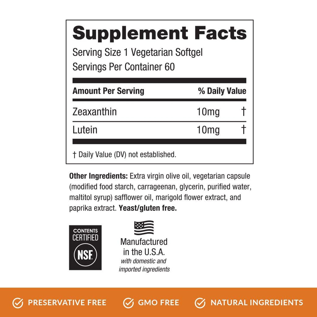 EyePromise Zeaxanthin + Lutein Eye Vitamin - 60 Softgels Capsules Made with Natural Ingredients for Diets Including Gluten Free and Vegetarian