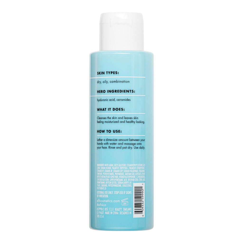 e.l.f. SKIN Holy Hydration! Daily Cleanser, Face Cleanser For Washing Away Excess Oil, Impurities & Makeup