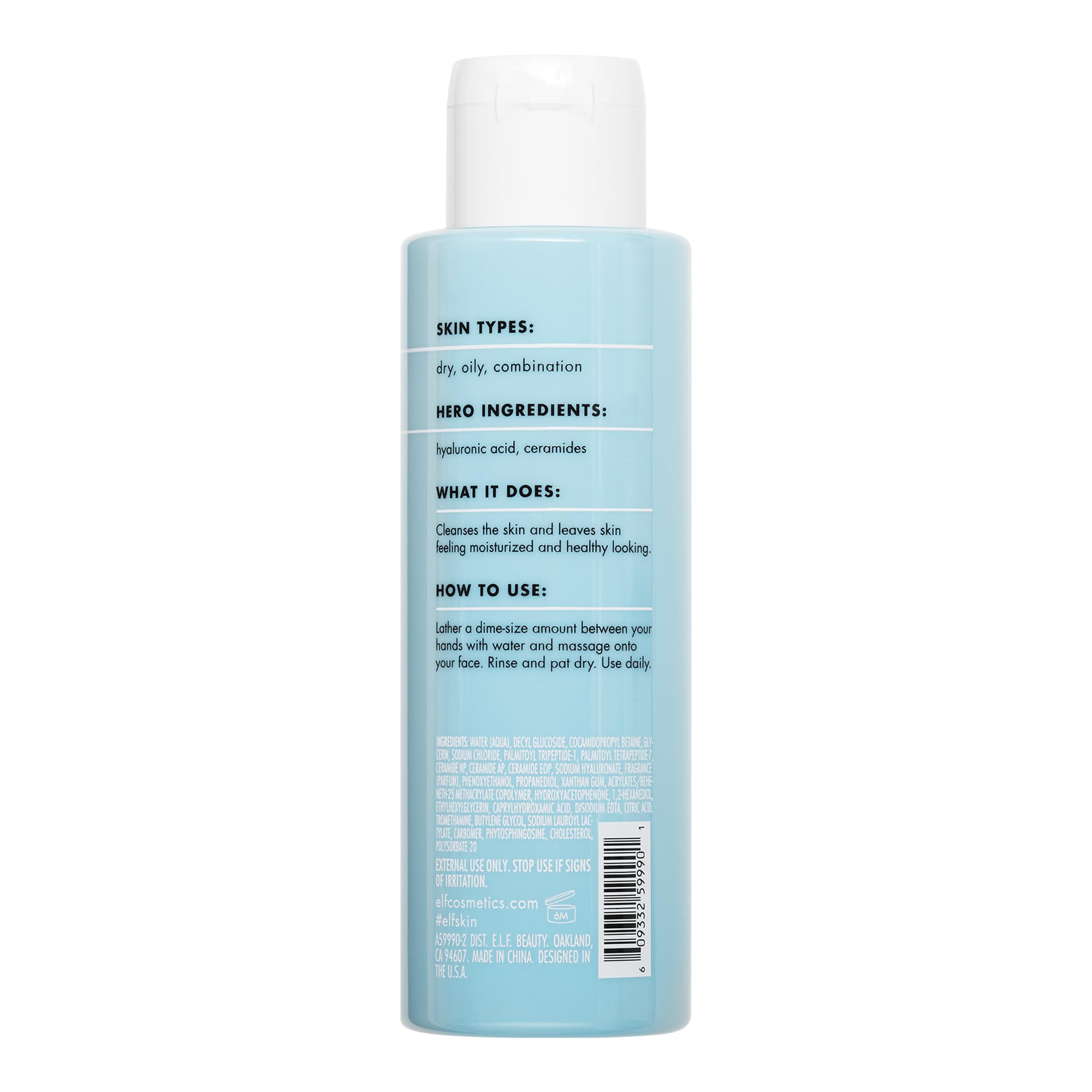 e.l.f. SKIN Holy Hydration! Daily Cleanser, Face Cleanser For Washing Away Excess Oil, Impurities & Makeup