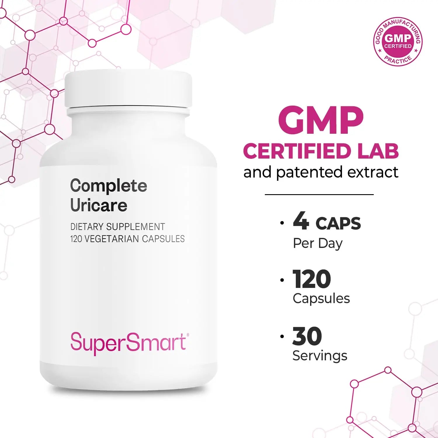 SuperSmart Complete Uricare (Patented & High Strength) - D-mannose, Go Less Pumpkin Seed, Varuna Bark - for Women & Men | Non-GMO & Gluten Free - 120 Vegetarian Capsules Supersmart Au supplements