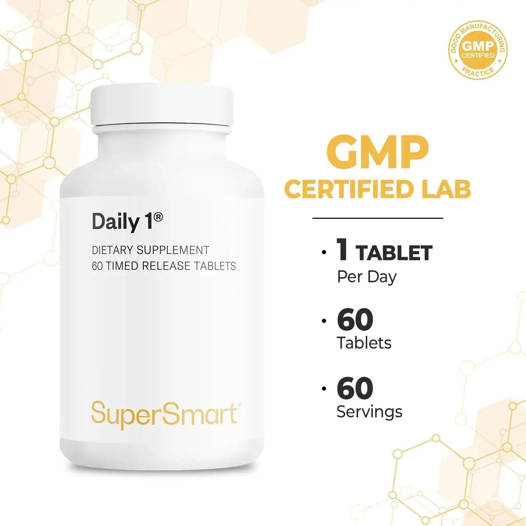Supersmart - Daily 1® Timed Release - Multivitamin Supplement for Women & Men - with BioPQQ®, Vitamin A, B, C, D & E, Biotin, Quercetin & Fisetin | Supersmart Au supplements