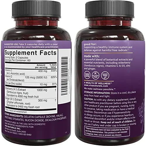Viva Naturals Sambucus Elderberry with Vitamin C and Zinc for Adults - 5 in 1 Sambucus Viva Naturals Au supplements