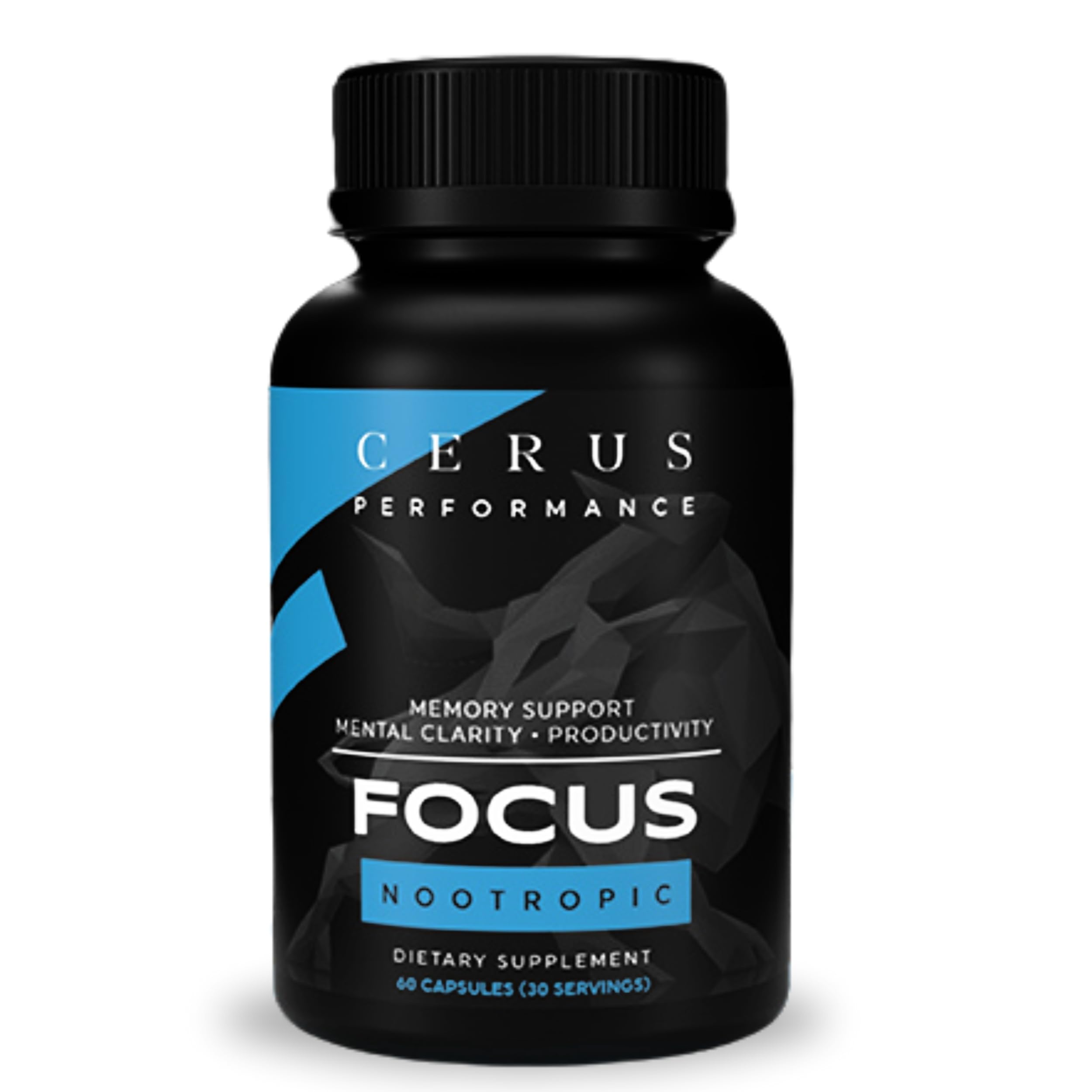 Cerus Performance Focus Nootropic Supplement - Enhances Mental Clarity, Boosts Memory & Cognitive Function, Improves Alertness - Ideal for Athletes & Fitness Enthusiasts - 60 Capsules Cerus Au supplements