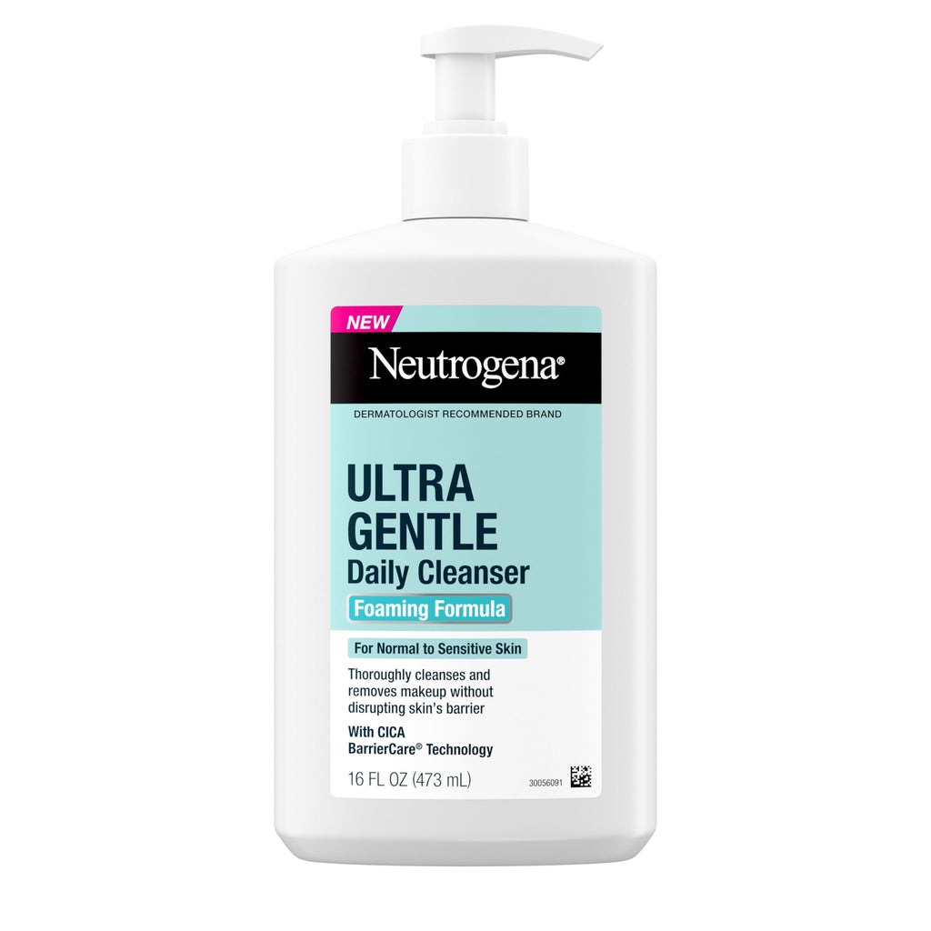 Neutrogena Ultra Gentle Foaming Facial Cleanser, Fragrance Free Hydrating Face Wash for Sensitive Skin, Daily Non Over Drying Makeup Remover