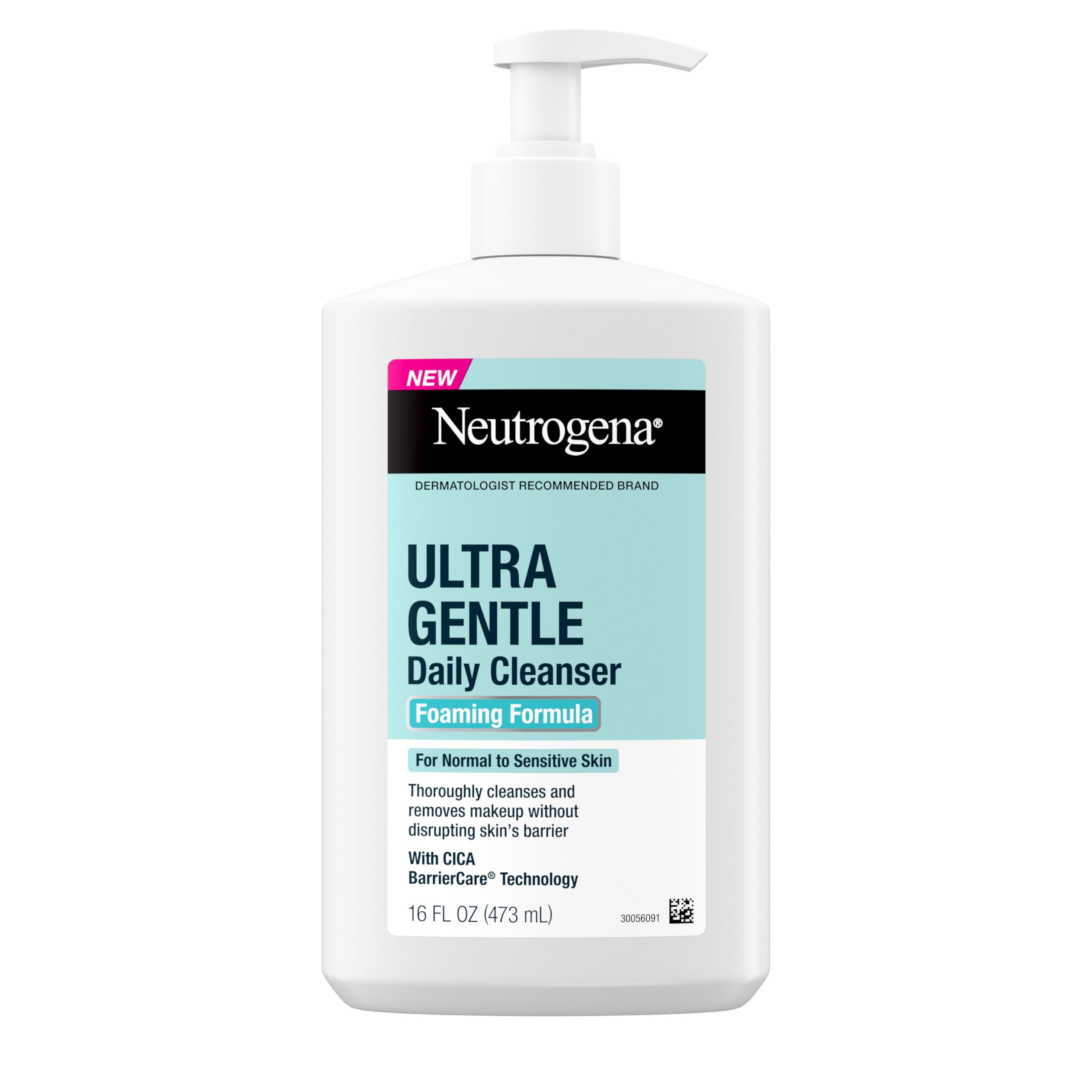 Neutrogena Ultra Gentle Foaming Facial Cleanser, Fragrance Free Hydrating Face Wash for Sensitive Skin, Daily Non Over Drying Makeup Remover