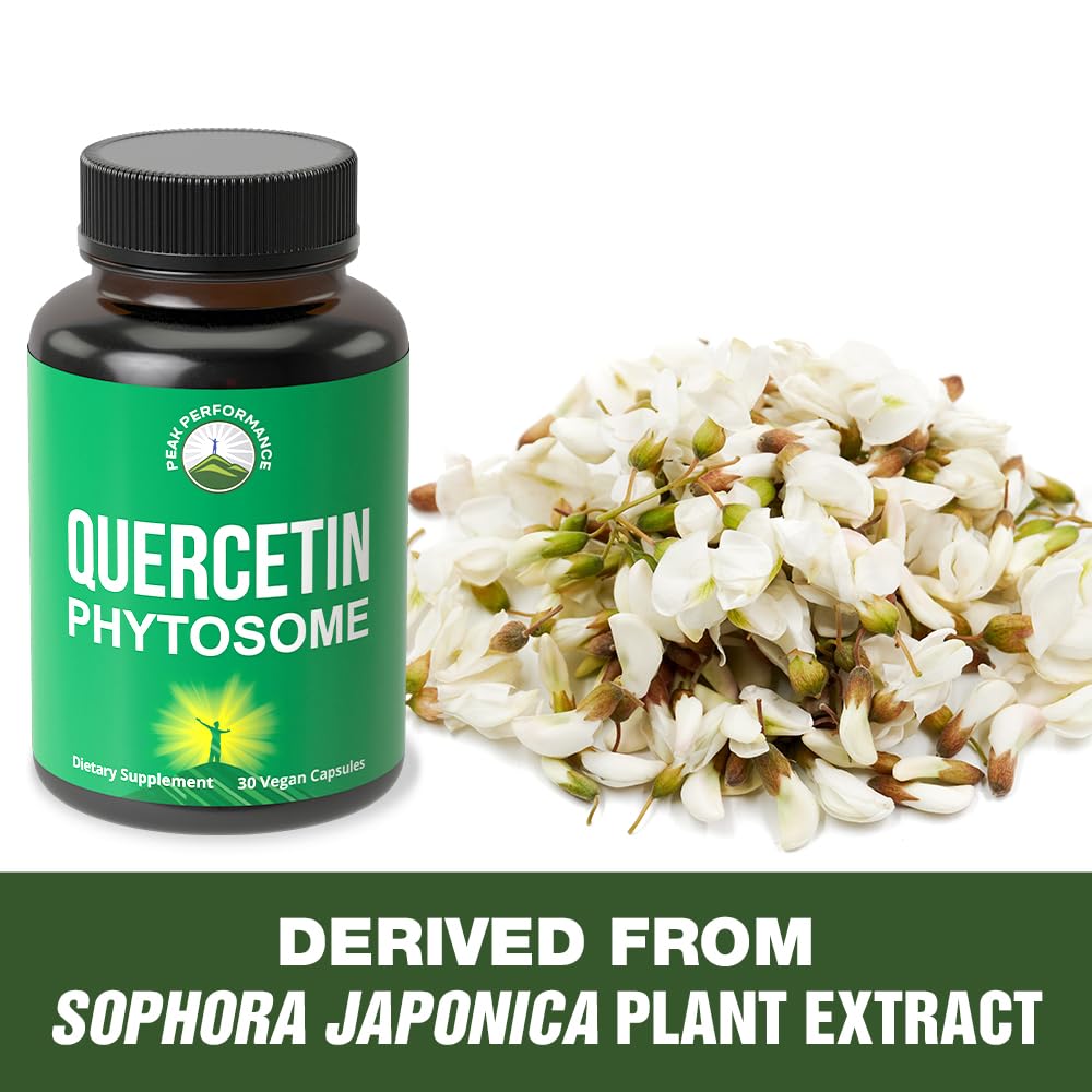 Peak Performance Ultra Pure Quercetin Phytosome Vegan Capsules - Rich Sophora Japonica Extract for Max Absorption Now. Quercetin 250mg Supplement Capsules. Made in USA Peak Performance Au supplements