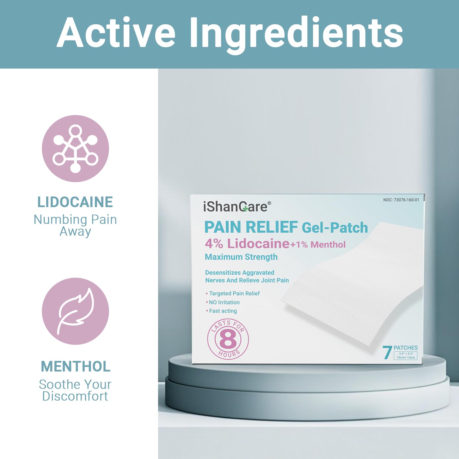 ishancare Lidocaine 4% + Menthol 1% Patches 14Count Fast Acting Maximum Strength Back Neck, Shoulders, Knees, Elbows Pain Relief - Temporary Nerve & Joint Pain Solution ishancare Au supplements