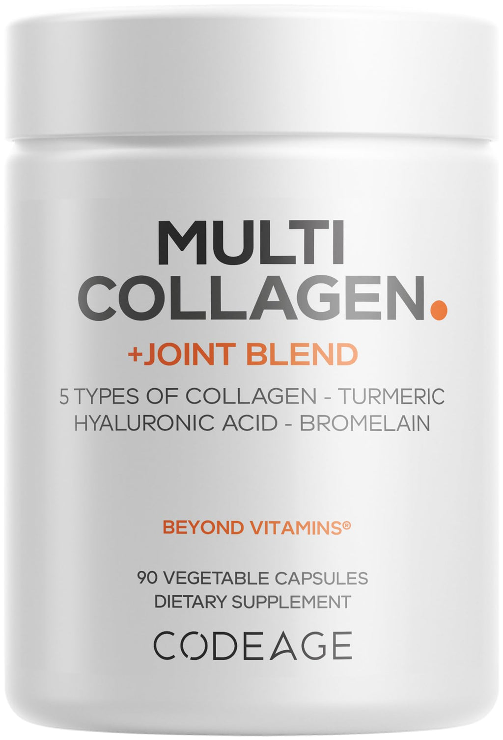 Codeage Multi Collagen Protein + Joint Blend Supplement, Hyaluronic Acid, Bromelain, Turmeric, Ginger, Boswellia, Astaxanthin - Hydrolyzed Bovine Collagen