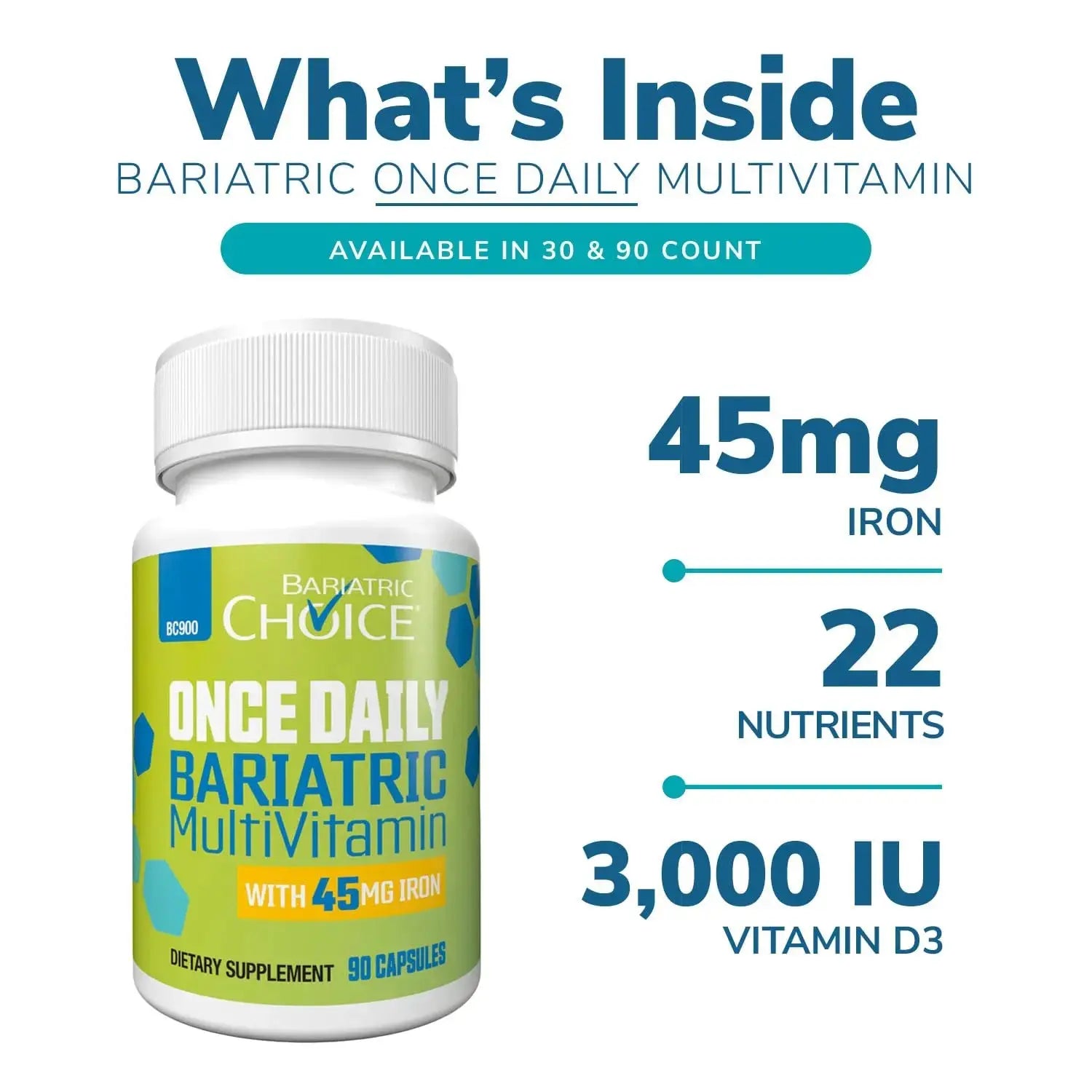 Bariatric Choice Multivitamin & Calcium Bundle (1-Month Supply) | 45mg Iron Multivitamin + 500mg Calcium Citrate with D3 & Probiotics | Bariatric Choice Au supplements