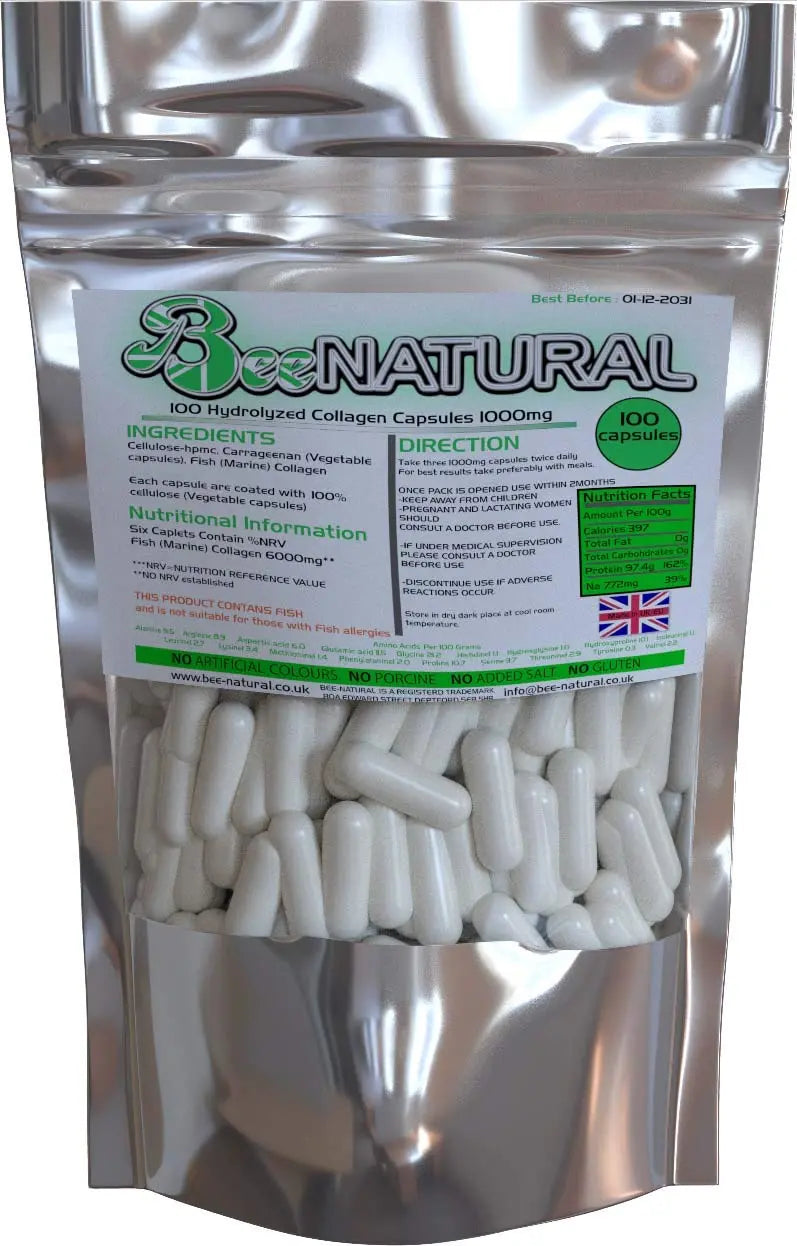 100 Hydrolyzed Collagen Capsules 1000mg Bee-natural Bee-natural Au supplements