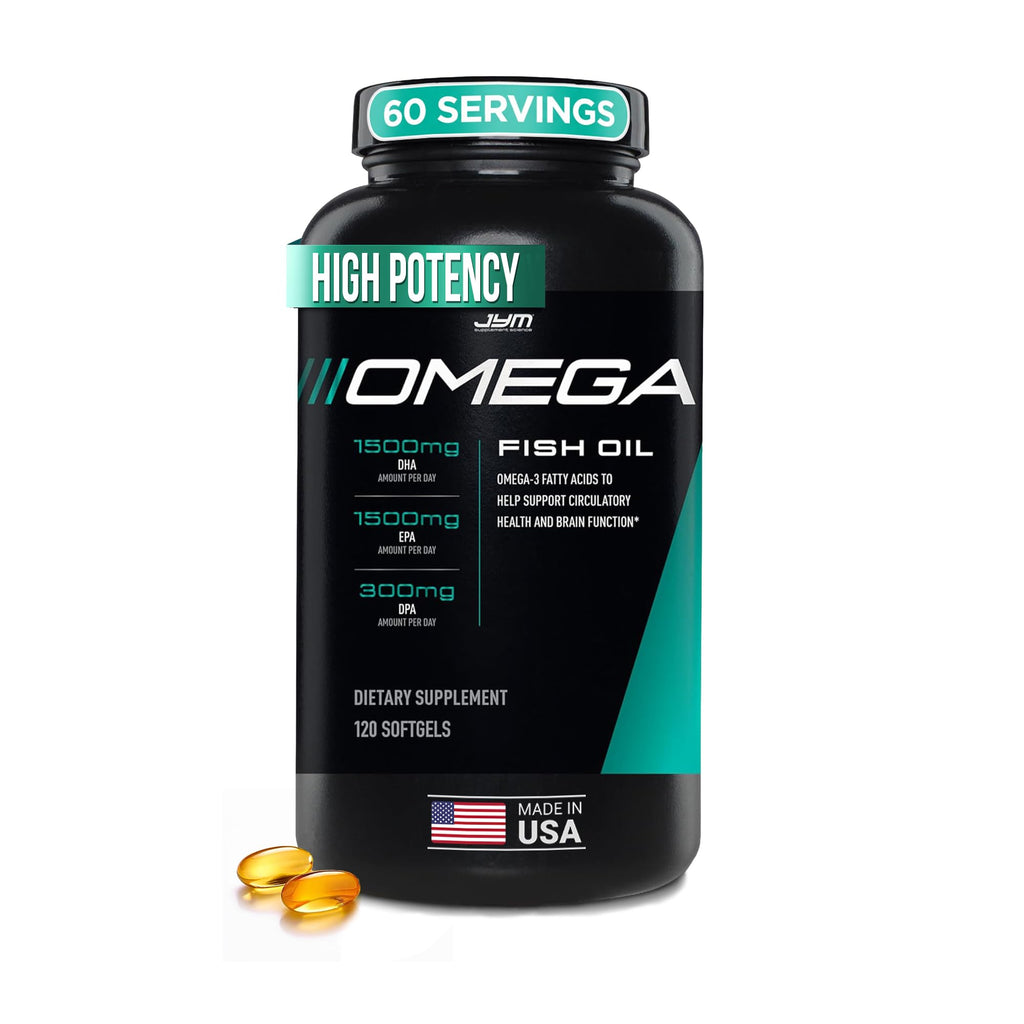 JYM Supplement Science Omega JYM Fish Oil 2800mg, High Potency Omega 3, EPA, DHA, DPA for Brain, Heart