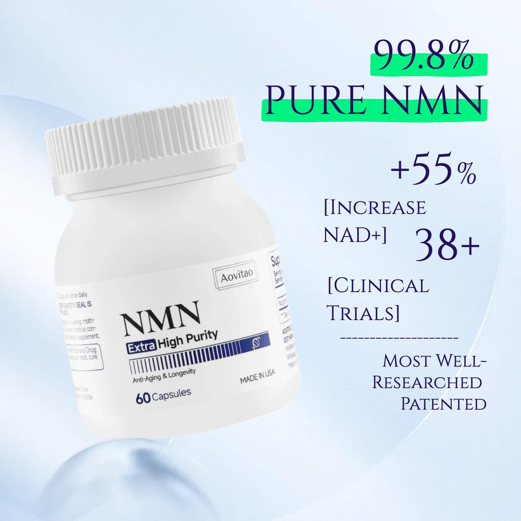 AOVITAO NMN Supplement 500mg Ultra Pure 99.8% | Stabilized Form | Supports NAD+ Production, Cellular Health & Healthy Aging | 60 Capsules AOVITAO Au supplements