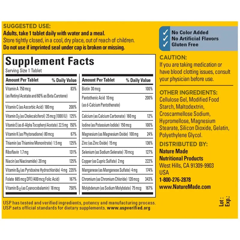 Nature Made Multivitamin For Him with No Iron, Mens Multivitamins for Daily Nutritional Support, Multivitamin for Men Nature Made Au supplements