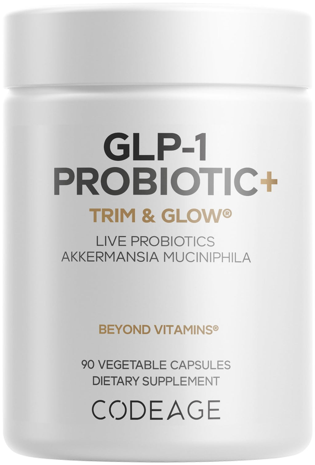 Codeage GLP-1 Probiotic+ - Live Probiotics Akkermansia, Clostridium, Bifidobacterium, Chicory Inulin Probiotic, Prebiotics & Postbiotics Supplement - 500 Million AFU, 3-Month Supply - 90 Capsules Codeage Au supplements