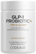 Codeage GLP-1 Probiotic+ - Live Probiotics Akkermansia, Clostridium, Bifidobacterium, Chicory Inulin Probiotic, Prebiotics & Postbiotics Supplement - 500 Million AFU, 3-Month Supply - 90 Capsules Codeage Au supplements