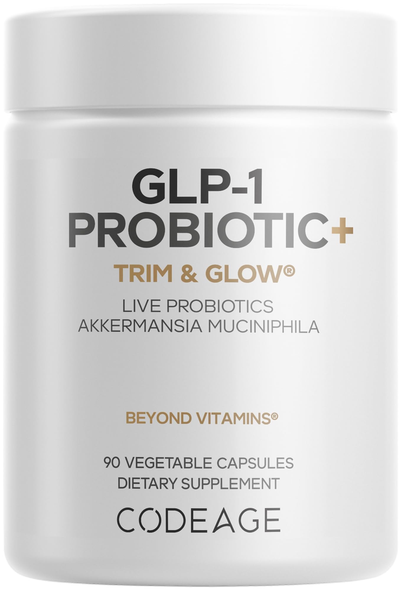 Codeage GLP-1 Probiotic+ - Live Probiotics Akkermansia, Clostridium, Bifidobacterium, Chicory Inulin Probiotic, Prebiotics & Postbiotics Supplement - 500 Million AFU, 3-Month Supply - 90 Capsules Codeage Au supplements