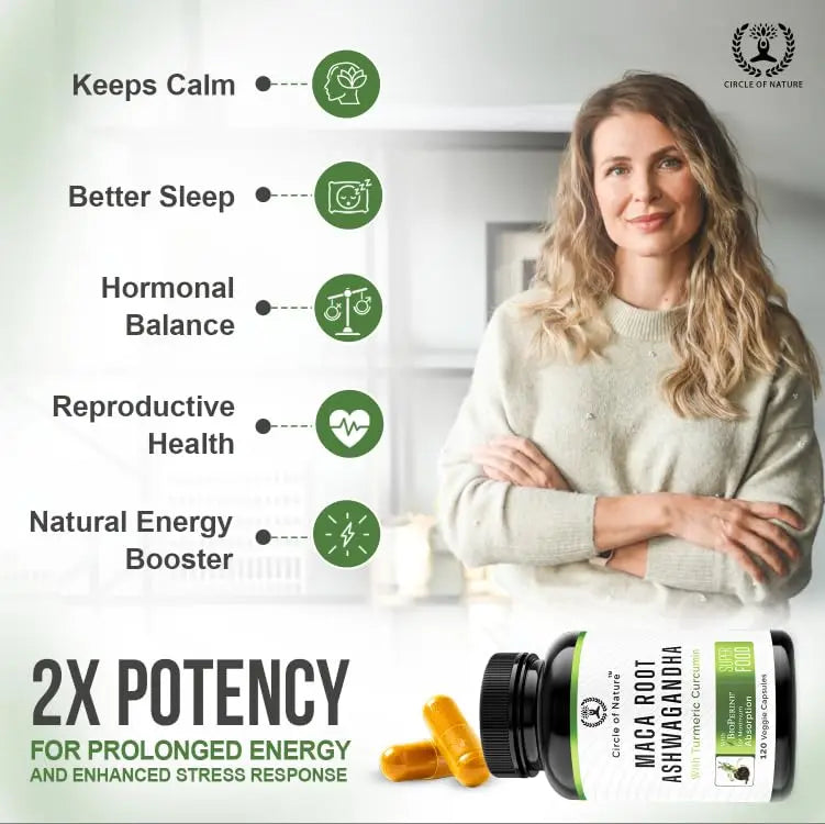 Maca Root 10,000 mg, Ashwagandha 6000mg Extract, Capsules for Men & Women CIRCLE OF NATURE Au supplements