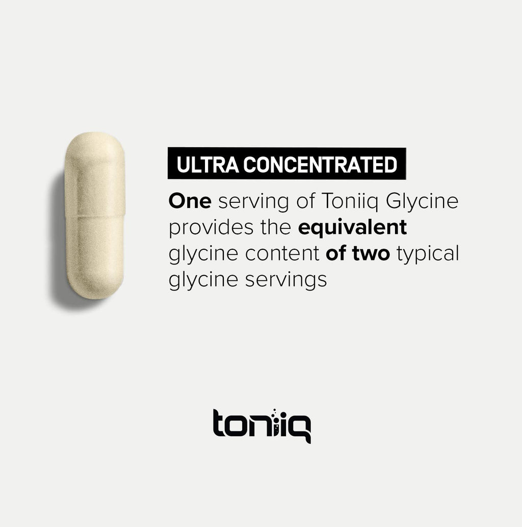 Toniiq 1300mg Glycine Supplements - 4 Month Supply - Min. 98.5%+ Tested Purity - Ultra High Strength and Bioavailable Glycine Powder Supplement - 240 Vegetarian Glycine Capsules - 120 Servings Toniiq Au supplements