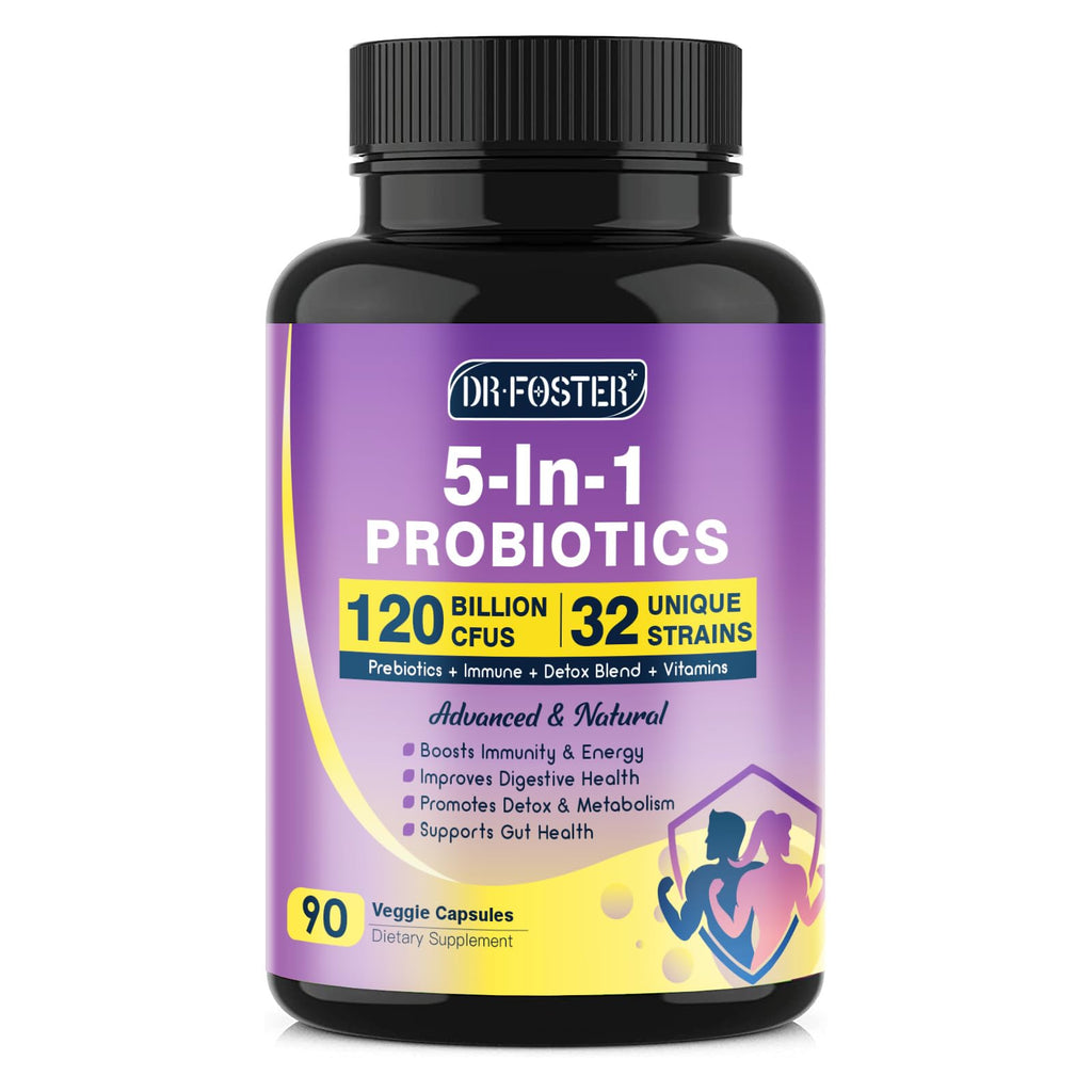 Probiotics for Women & Men Digestive Health，120 Billion CFUs, Prebiotics and Probiotics for Gut Health, D3, Zinc & Immune Support Herbs, Detox Cleanse, 45 Day - 3 Month Supply DRFOSTER Au supplements